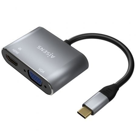 Conversor Aisens A109-0627/ HDMI Hembra – VGA Hembra – USB Tipo-C Macho/ 15cm/ Gris | TecnoSoft art ais adp20a109 0627 1