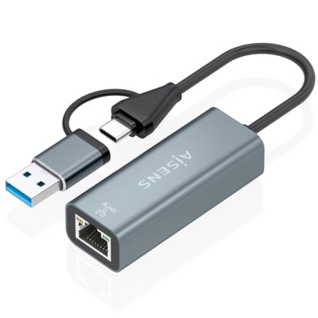 Adaptador USB + USB Tipo-C 3.2 – RJ45 Aisens A109-1032/ 1000Mbps | TecnoSoft art ais adp20a109 1032 1
