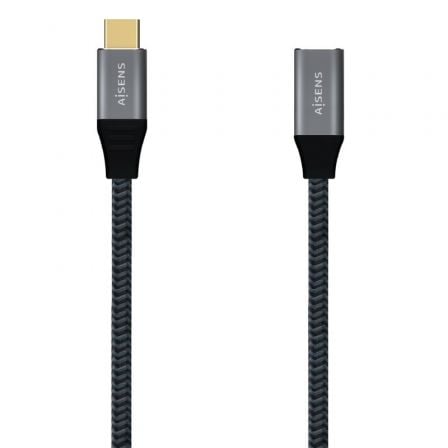 Cable Alargador USB 3.2 Tipo-C Aisens A107-0635 20GBPS 5A 100W/ USB Tipo-C Macho – USB Tipo-C Hembra/ Hasta 100W/ 2500Mbps/ 1m/ Gris | TecnoSoft art ais cab a107 0635 1
