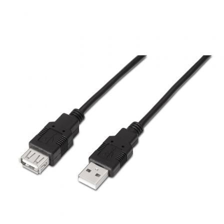 Cable Alargador USB 2.0 Aisens A101-0015/ USB Macho – USB Hembra/ Hasta 2.5W/ 60Mbps/ 1m/ Negro | TecnoSoft art ais cab20a101 0015 1