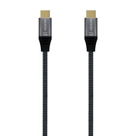 Cable USB 3.2 Tipo-C Aisens A107-0672 20GBPS 100W/ USB Tipo-C Macho – USB Tipo-C Macho/ Hasta 100W/ 20Gbps/ 1.5m/ Gris | TecnoSoft art ais cab20a107 0672 1