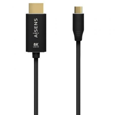 Cable Conversor Aisens A109-0712/ USB Tipo-C Macho – HDMI 8K Macho/ Hasta 27W/ 6000Mbps/ 2m/ Negro | TecnoSoft art ais cab20a109 0712 1
