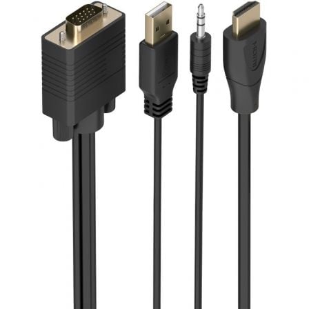 Cable Conversor Aisens A115-1007 SVGA Macho – USB Macho – Jack Macho/ HDMI Macho/ 1m/ Negro | TecnoSoft art ais cab20a115 1007 1