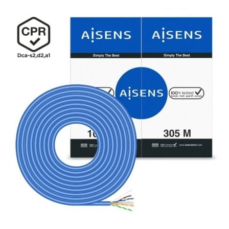Bobina de Cable RJ45 UTP AWG24 LSZH CPR Dca Aisens A135-0663 Cat.6/ 305m/ Azul | TecnoSoft art ais cab20a135 0663 1