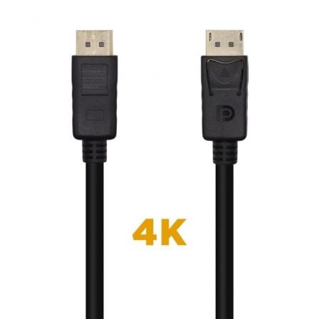 Cable DisplayPort 1.2 4K Aisens A124-0455/ DisplayPort Macho – DisplayPort Macho/ 1m/ Negro | TecnoSoft art ais cab20dp20a124 0455 1
