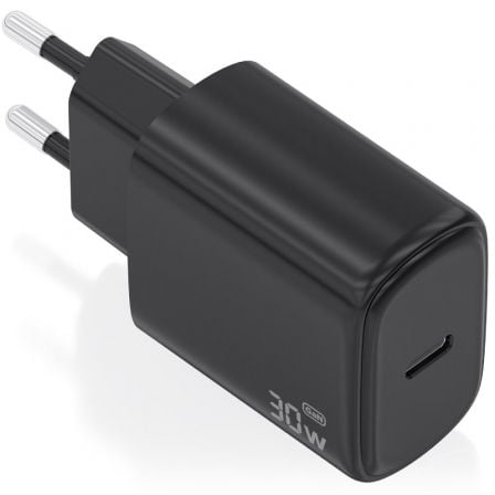 Cargador de Pared GaN Aisens A110-0976/ 1xUSB Tipo-C/ 30W/ Negro | TecnoSoft art ais carga a110 0976 1