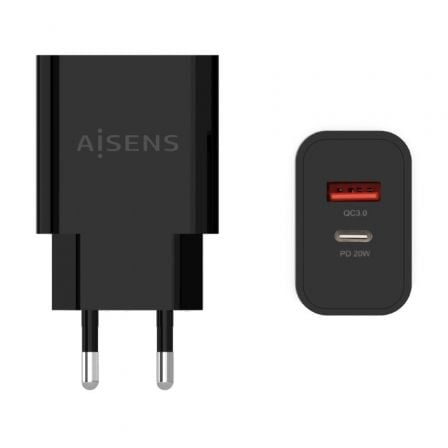 Cargador de Pared Aisens A110-0682/ 1xUSB Tipo-C/ 1x USB/ 20W | TecnoSoft art ais carga20a110 0682 1