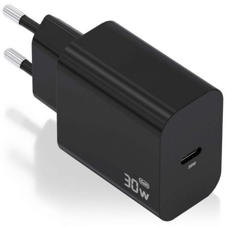 Cargador de Pared GaN Aisens A110-0941/ 1xUSB Tipo-C/ 30W/ Negro | TecnoSoft art ais carga20a110 0941 1