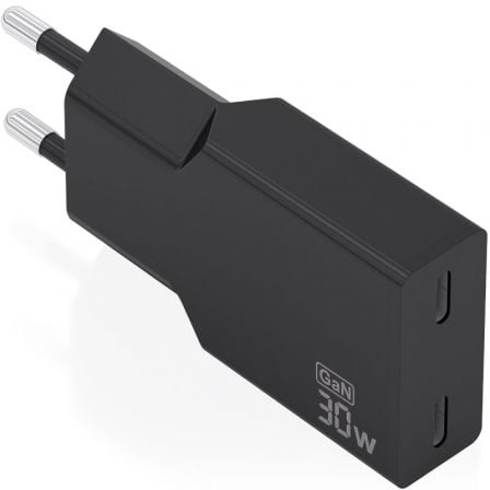 Cargador de Pared GaN Aisens A110-1006/ 2xUSB Tipo-C/ 30W/ Negro | TecnoSoft art ais carga20a110 1006 1