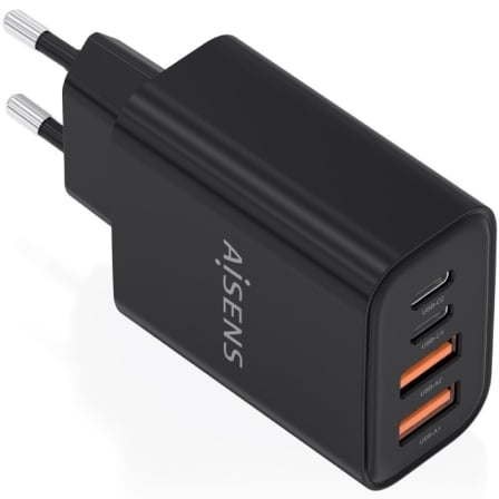 Cargador de Pared GaN Aisens A110-1028/ 2xUSB Tipo-C/ 2xUSB/ 32W/ Negro | TecnoSoft art ais carga20a110 1028 1