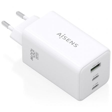 Cargador de Pared GaN Aisens ASCH-100W3P051-W/ 2xUSB Tipo-C/ 1xUSB/ 100W | TecnoSoft art ais carga20asch 100w3p051 w 1