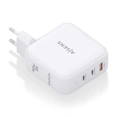 Cargador de Pared GaN Aisens ASCH-140W3P030-W/ 2xUSB Tipo-C/ 1xUSB/ 140W | TecnoSoft art ais carga20asch 140w3p030 w 1