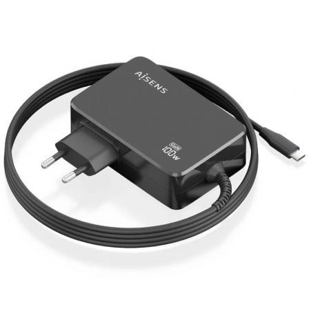 Cargador de Portátil GaN Aisens ASCH-1PD100WL50-BK USB Tipo-C/ 100W/ Automático/ Voltaje 5-20V | TecnoSoft art ais carga20asch 1pd100wl50 bk 1