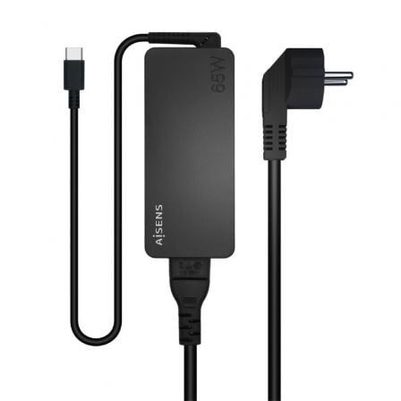 Cargador de Portátil Aisens ASCH-1PD65D-BK/ 1xUSB Tipo-C/ 65W/ Automatico/ Voltaje 5-20V | TecnoSoft art ais carga20asch 1pd65d bk 1