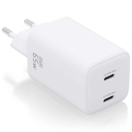 Cargador de Pared GaN Aisens ASCH-65W2P039-W/ 2xUSB Tipo-C/ 65W | TecnoSoft art ais carga20asch 65w2p039 w 1