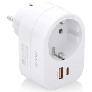 Enchufe Aisens ASPS-1A1C06-W/ 1 Toma de Corriente/ 1 USB Tipo-C PD/ 1 USB/ Blanco | TecnoSoft art ais enchufe asps 1a1c06 w 1