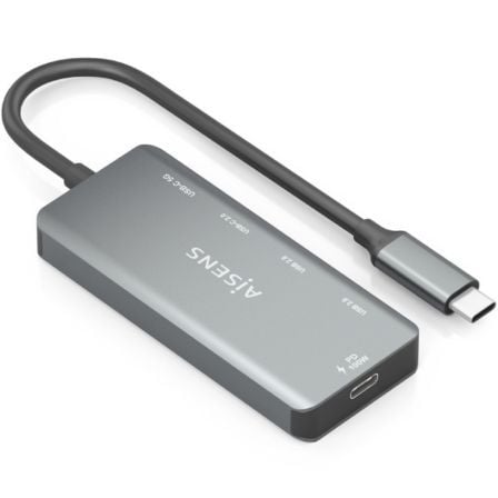 Hub USB Tipo-C Aisens A109-0946/ 2xUSB/ 2xUSB Tipo-C/ 1xUSB Tipo-C PD/ Gris | TecnoSoft art ais hub a109 0946 1
