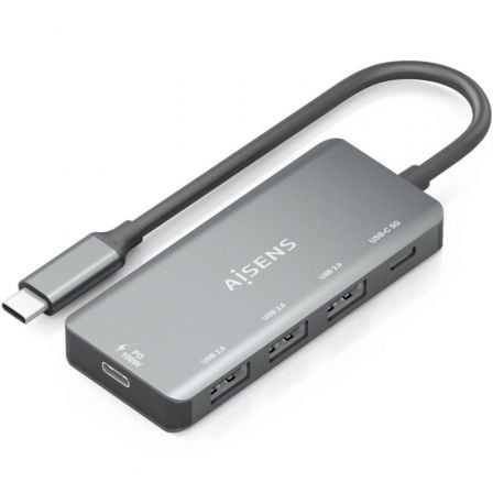 Hub USB Tipo-C Aisens A109-0945/ 3xUSB/ 1xUSB Tipo-C/ 1xUSB Tipo-C PD/ Gris | TecnoSoft art ais hub20a109 0945 1