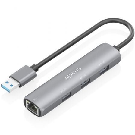Hub USB Aisens ASUC-4P034-GR/ 3xUSB/ 1xRJ45/ Gris | TecnoSoft art ais hub20asuc 4p034 gr 1