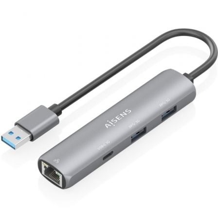 Hub USB Aisens ASUC-4P035-GR/ 1xUSB Tipo-C/ 2xUSB/ 1xRJ45/ Gris | TecnoSoft art ais hub20asuc 4p035 gr 1