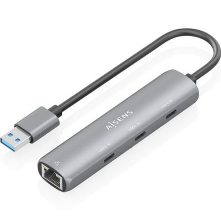 Hub USB Aisens ASUC-4P037-GR/ 3xUSB Tipo-C/ 1xRJ45/ Gris | TecnoSoft art ais hub20asuc 4p037 gr 1