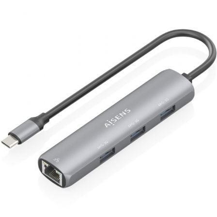 Hub USB Tipo-C Aisens ASUC-4P038-GR/ 3xUSB/ 1xRJ45/ Gris | TecnoSoft art ais hub20asuc 4p038 gr 1