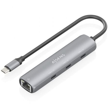 Hub USB Tipo-C Aisens ASUC-4P041-GR/ 3xUSB Tipo-C/ 1xRJ45/ Gris | TecnoSoft art ais hub20asuc 4p041 gr 1