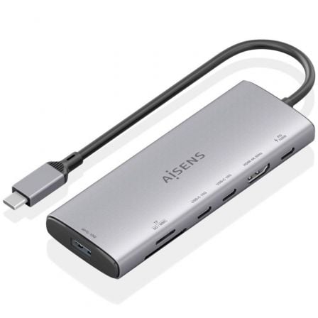 Docking USB Tipo-C Aisens ASUC-7P031-GR/ 1xHDMI 4K/ 1xUSB/ 2xUSB Tipo-C/ 1xLector Tarjetas/ 1xUSB Tipo-C PD/ Gris | TecnoSoft art ais hub20asuc 7p031 gr 1