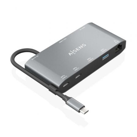 Docking USB Tipo-C Aisens ASUC-8P010-GR/ 1xHDMI 4K/ 1xVGA/ 2xUSB/ 1xRJ45/ 2xUSB Tipo-C/ 1xUSB Tipo-C PD/ Gris | TecnoSoft art ais hub20asuc 8p010 gr 1