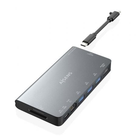 Docking USB Tipo-C Aisens ASUC-8P015-GR/ 1xHDMI 4K/ 3xUSB/ 1xRJ45/ 1xLector Tarjetas / 1xUSB Tipo-C/ Gris | TecnoSoft art ais hub20asuc 8p015 gr 1