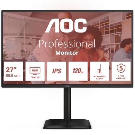 Monitor Profesional AOC Q27E4U 27″/ QHD/ Multimedia/ Regulable en altura/ Negro | TecnoSoft art aoc m q27e4u 1