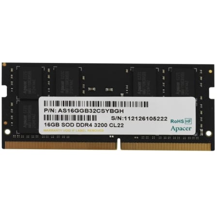 Memoria RAM Apacer ES.16G21.PSH 16GB/ DDR4/ 3200MHz/ 1.2V/ CL22/ SODIMM | TecnoSoft art apa 16gb20es2016g2120psh 1