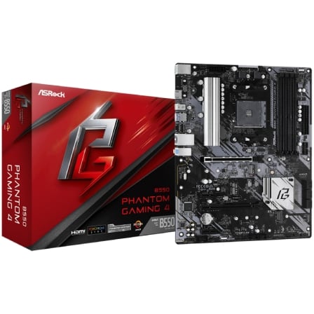 Placa Base Asrock B550 Phantom Gaming 4/ DDR4/ PCIe 4.0/ Socket AM4 | TecnoSoft art asr pb20b55020phan20gam204 1