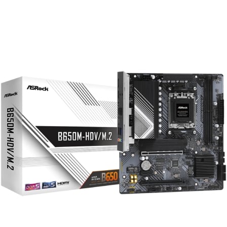 Placa Base Asrock B650M-HDV/M.2/ DDR5/ PCIe 5.0/ Socket AM5/ Micro ATX | TecnoSoft art asr pb20b650m hdv20m2 1