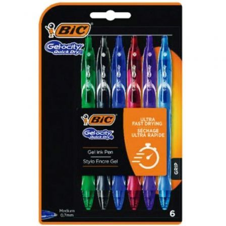 Bolígrafos de Tinta de Gel Retráctil Bic Gelocity Quick Dry 964769/ 6 unidades/ Surtidos | TecnoSoft art bic gelocity20qdry20964769206u 1