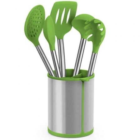 Set 5 Utensilios Bra Prior A197011/ Bote Porta Utensilios/ Espátula/ Cuchara/ Pasta/ Cazo/ Espumadera/ Cucharón | TecnoSoft art bra set20a197011 1