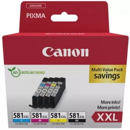 Cartucho de Tinta Original Canon CLI-581XXL Multipack Alta Capacidad/ Cian/ Magenta/ Amarillo/ Negro | TecnoSoft art can multipack201998c007 1