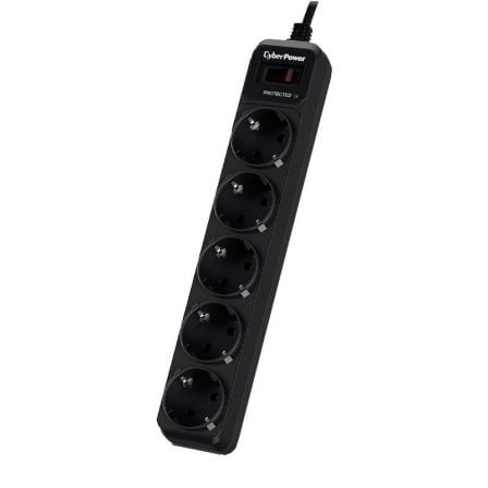 Regleta con interruptor Cyberpower B0520SC0-DE/ 5 Tomas de corriente/ Cable 1.8m/ Negra | TecnoSoft art cyb regleta20b0520sc0 de 1