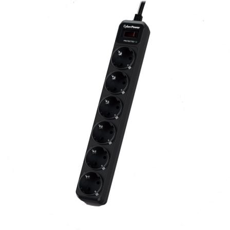 Regleta con interruptor Cyberpower B0620SC0-DE/ 6 Tomas de corriente/ Cable 1.8m/ Negra | TecnoSoft art cyb regleta20b0620sc0 de 1