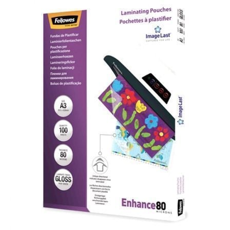 Fundas para Plastificar Fellowes 5306207/ A3/ 80 Micras/ 100 unidades | TecnoSoft art fell fundas205306207 1