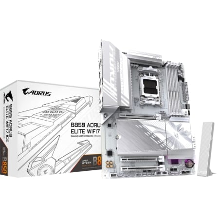 Placa Base Gigabyte B850 AORUS ELITE WIFI7 ICE Socket AM5/ DDR5/ PCIe 5.0 | TecnoSoft art gig pb20b85020a20elite20wf720ice 1