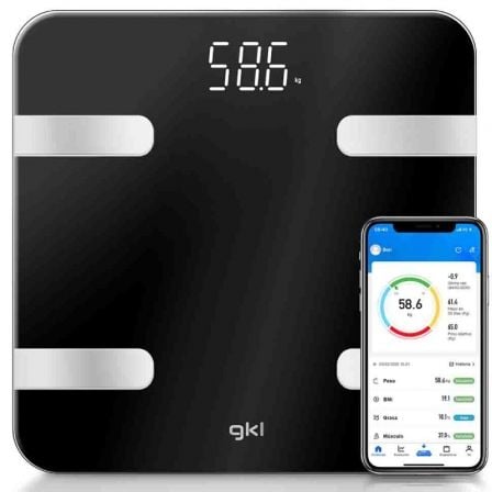 Báscula de Baño GKL Fitblue 300 Black/ Hasta 180kg | TecnoSoft art gkl pae bas20fitblue300black 1
