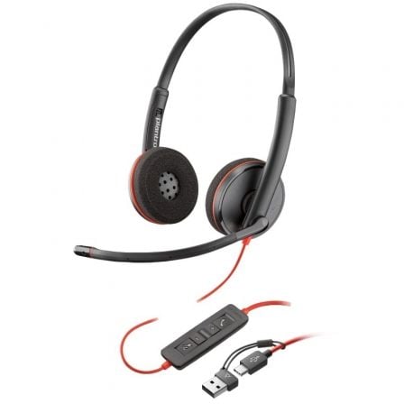 Auriculares Poly Blackwire 3220 + Adaptador USB-C/A/ con Micrófono/ Bulk/ Negros | TecnoSoft art hp pol208x228a6 1