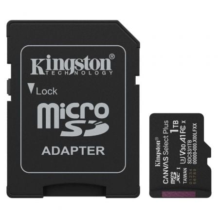 Tarjeta de Memoria Kingston CANVAS Select Plus 1TB microSD XC con Adaptador/ Clase 10/ 150MBs | TecnoSoft art kin microsd sdcs3 1tb 1