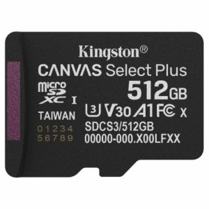 Tarjeta de Memoria Kingston CANVAS Select Plus 512GB microSD XC/ Clase 10/ 150MBs | TecnoSoft art kin microsd sdcs3 512gbsp 1