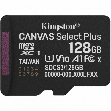 Tarjeta de Memoria Kingston CANVAS Select Plus 128GB microSD XC/ Clase 10/ 150MBs | TecnoSoft art kin microsd20sdcs320128gbsp 1