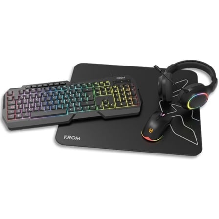 Pack Gaming Krom Kenta/ Teclado RGB + Ratón + Alfombrilla + Auriculares | TecnoSoft art krom pack20kenta20bk 1