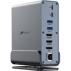 Docking USB Tipo-C Leotec LEDS06/ 5xUSB/ 2xUSB Tipo-C/ 1xUSB Tipo-C PD/ 1xDisplayPort/ 2xHDMI 4K/ 1xRJ45/ 1xJack 3.5/ 1xLector de Tarjetas/ Gris | TecnoSoft art leo dock leds06 1