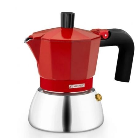 Cafetera Italiana Monix Induction Inox M863106/ 6 Tazas/ Roja | TecnoSoft art mon cafetera m863106 1