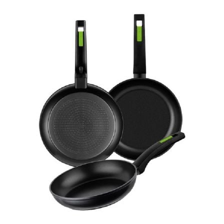 Pack 3 Sartenes Monix Green M481241/ Ø18cm/ Ø22cm/ Ø26cm/ Aluminio forjado | TecnoSoft art mon sarten20m481241 1